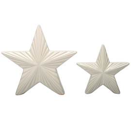 Set of 2 Ceramic Stars – White Glazed Finish